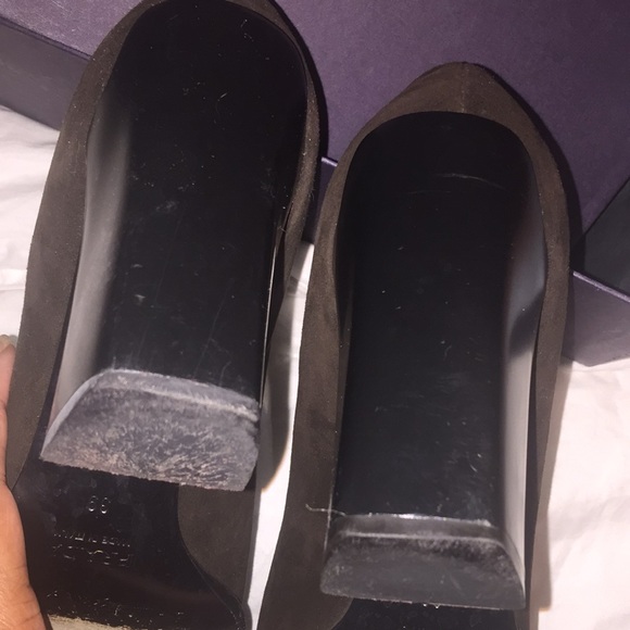 Chocolate Prada Stack Heels - Picture 4 of 5